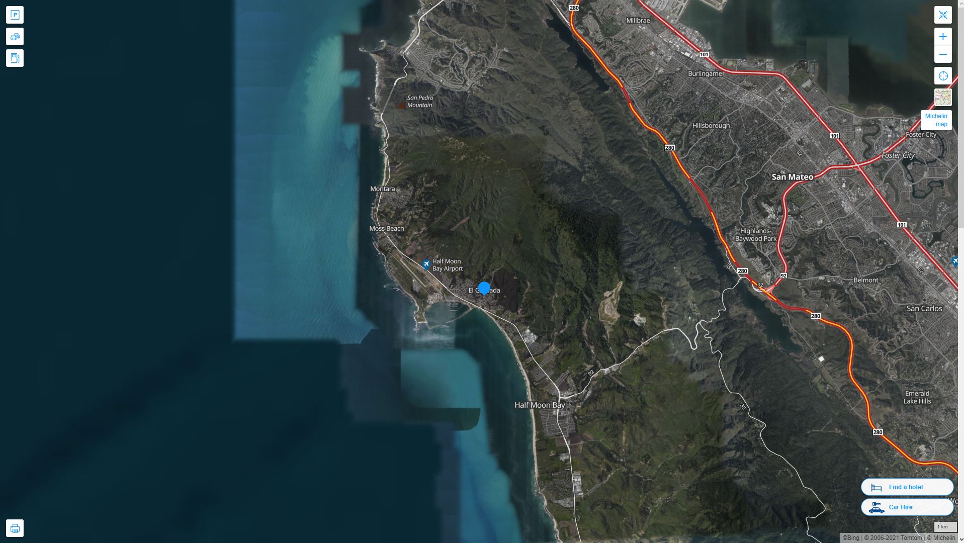 El Granada California Highway and Road Map with Satellite View